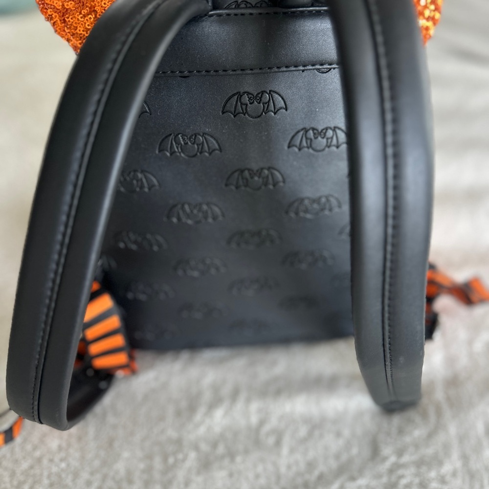 Loungefly Orange and Black Sequin Mini Backpack - Picture 8 of 11